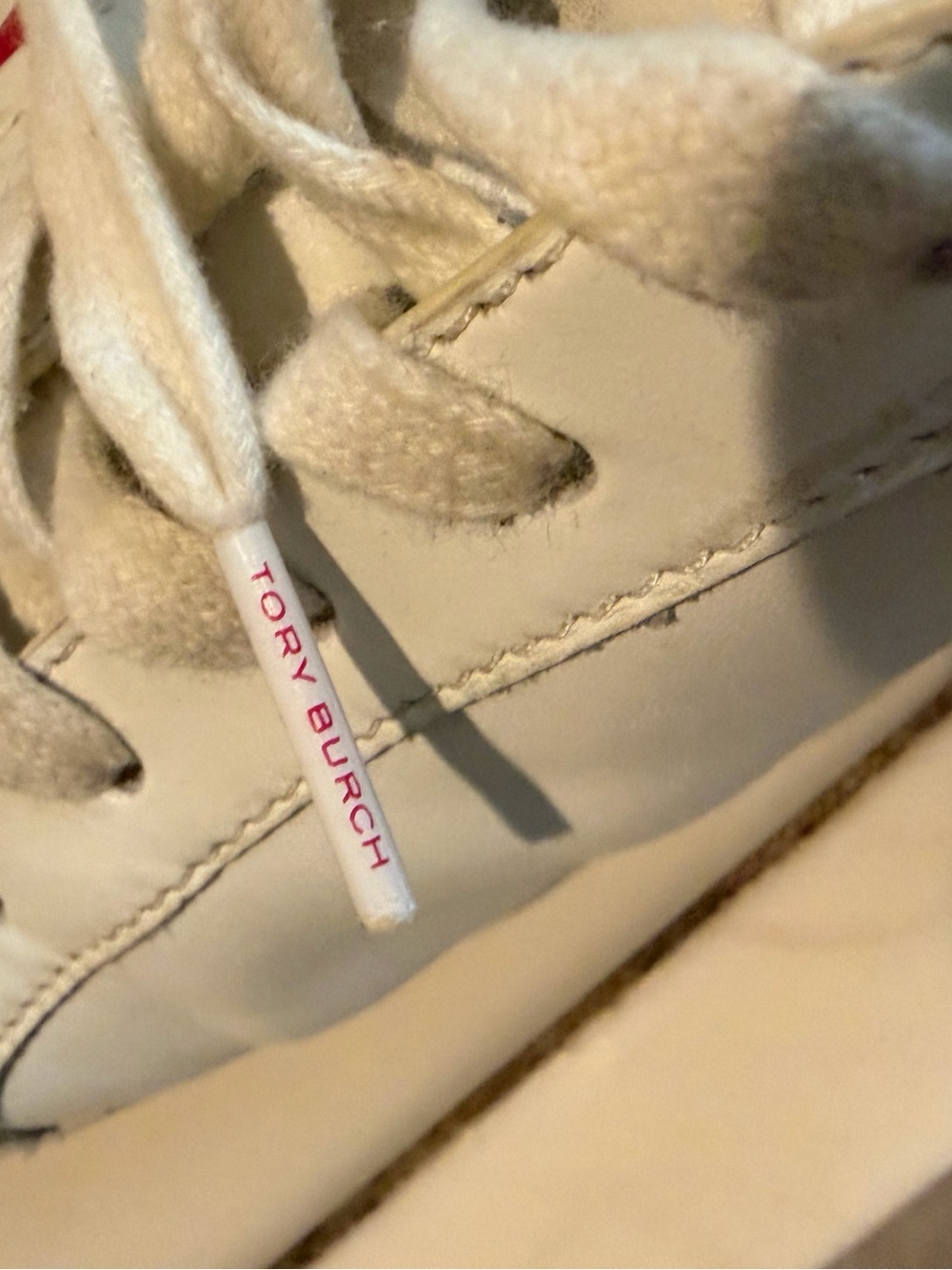Tory Burch colorful White Leather Women's Sneakers with Pink Accent sz 8 comfy - Picture 3 of 7